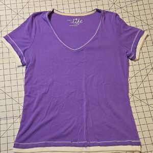Purple V-Neck Women's Top Size Medium: C